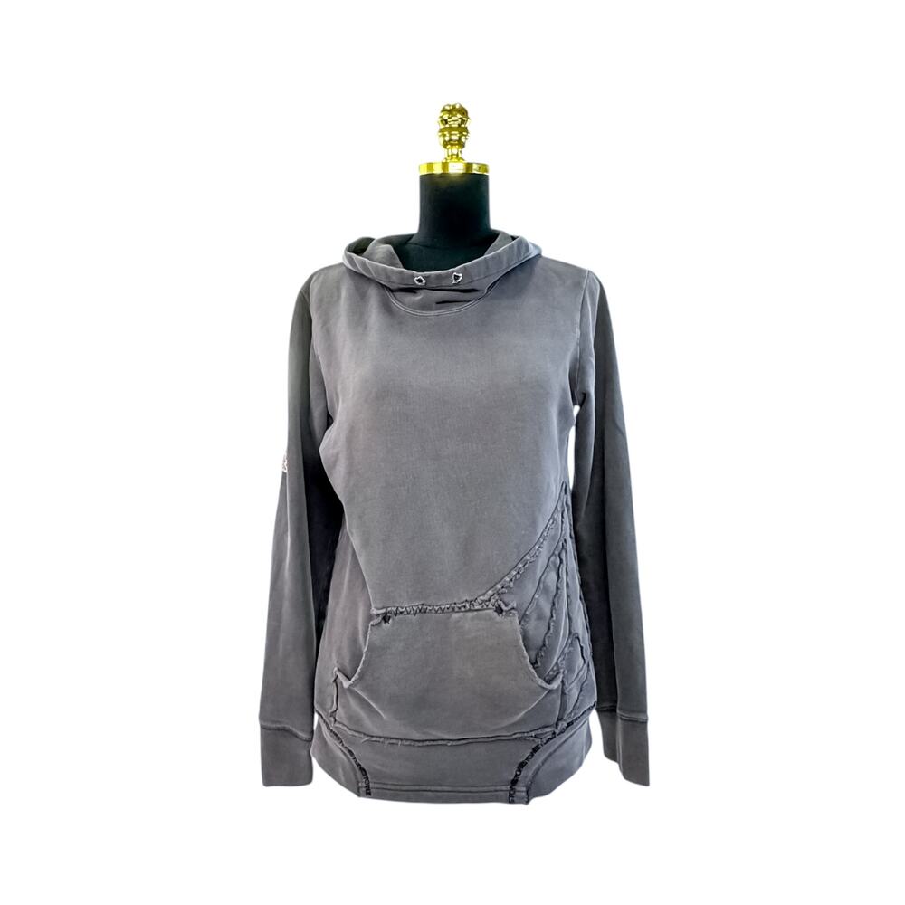 Y2K Volcom Grey Hoodie with Patch Logos - Size L